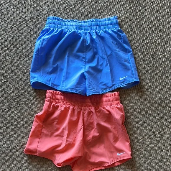 NWT! Nike Blue and Coral-Orange Performance Shorts x2 pair - Picture 8 of 14